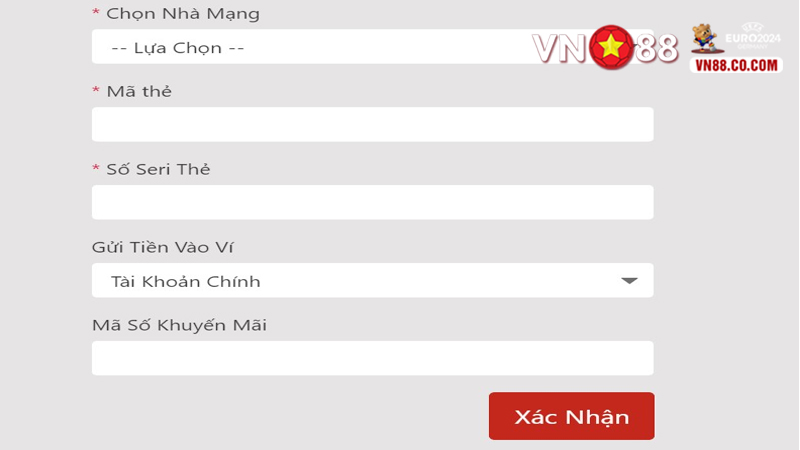 Những thông tin cần điền khi nạp tiền VN88 vào tài khoản thành viên bằng ATM